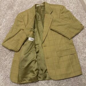 Rare 90s Vintage Hugo Boss Virgin Wool Pin Stripe Blazer | Olive Plaid | 38R